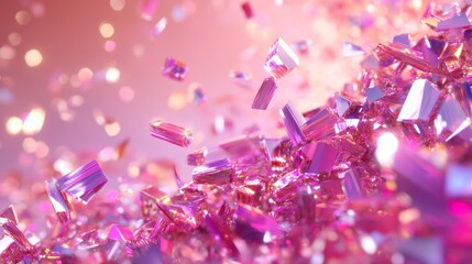 Fototapeta premium Abstract glowing pink crystals with sharp edges and light reflections for futuristic and elegant design themes