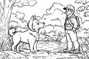 Cute coloring page featuring a playful dog for kids creativity.