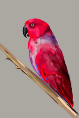 ИллюстрацStunning watercolor illustration of a vibrant red parrot, a lilac-breasted roller, and a majestic flamingo. Perfect for wildlife enthusiasts, tropical art lovers, and nature-inия без названия