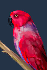 ИллюстрацStunning watercolor illustration of a vibrant red parrot, a lilac-breasted roller, and a majestic flamingo. Perfect for wildlife enthusiasts, tropical art lovers, and nature-inия без названия