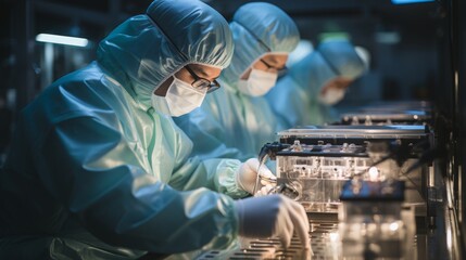 Cleanroom production of advanced medical devices by skilled technicians in a controlled environment