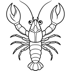 Lobster with detailed claws and segmented body, emphasizing texture vector