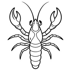Lobster with detailed claws and segmented body, emphasizing texture vector