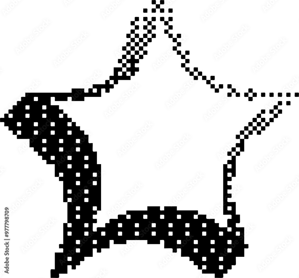 Poster bitmap pattern star shape. halftone gradient element. y2k graphic abstract icon. dither noisy grunge