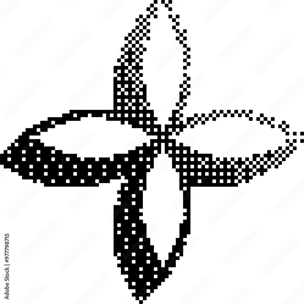 Poster bitmap pattern star shape. halftone gradient element. y2k graphic abstract icon. dither noisy grunge