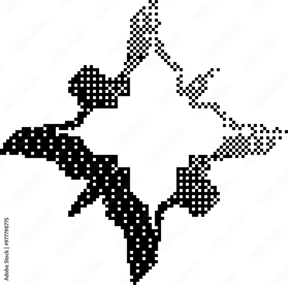Poster Bitmap pattern star shape. Halftone gradient element. Y2k graphic abstract icon. Dither noisy grunge texture.