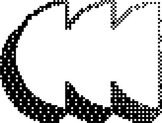 Bitmap pattern shape. Halftone gradient element. Y2k graphic abstract icon. Dither noisy grunge texture.