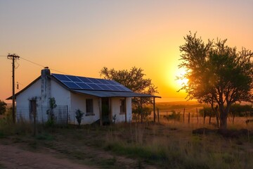 Solar Panels Installed On A Rural Farmhouse In South Africa, Solar Photography, Solar Powered Clean Energy, Sustainable Resources, Electricity Source, South Africa Solar Installation