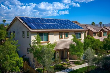 Modern Solar Panels Installed On A Los Angeles, CA, Solar Photography, Solar Powered Clean Energy,...