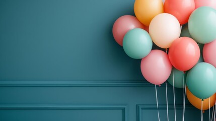 Balloon arch and office decorations, work anniversary celebration in progress, festive corporate environment