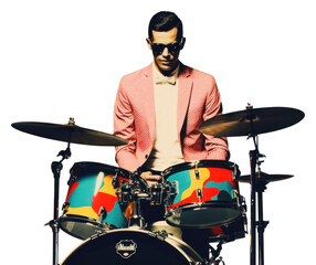 Fototapeta premium PNG Drummer percussion musician drums.