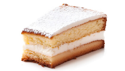 Piece of tasty sponge cake isolated on white