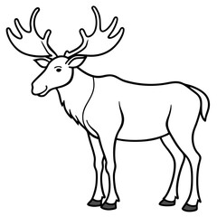 Moose standing tall with large, sprawling antlers and a calm stance vector