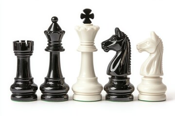 A captivating arrangement of chess pieces, showcasing the elegance of the game with contrasting colors and intricate designs.