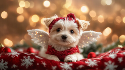Adorable Christmas Angel Puppy