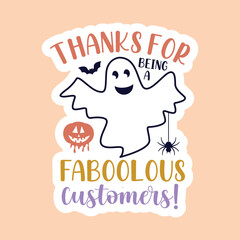 Thanks for being a faboolous customers, Boho halloween sticker, Thank you sticker