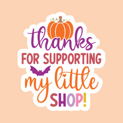 Thanks for supporting my little shop, Boho halloween sticker, Thank you sticker