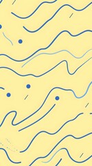 Blue Frequency Radio Waves on Yellow Background, Abstract Image, Texture, Pattern Background, Wallpaper, Cover and Screen of Smartphone, PC, Laptop, 9:16 and 16:9 Format