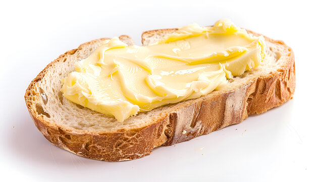 butter spreaded on bread isolated white background - Powered by Adobe