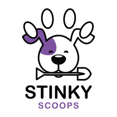 dog head biting shovel vector logo