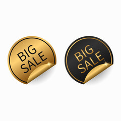 Black and gold sale stickers. Black friday sale stickers.