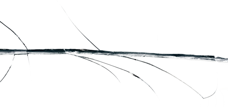 Broken cracked glass texture with transparent background cut out design element