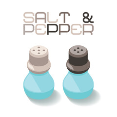 Salt and pepper glass bottles in isometric style