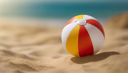 Obraz premium Isolated beach ball with depth of field on a sandy summer background