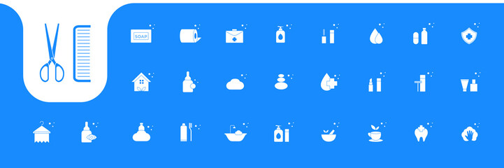 body treatment cleaning icons set design vector