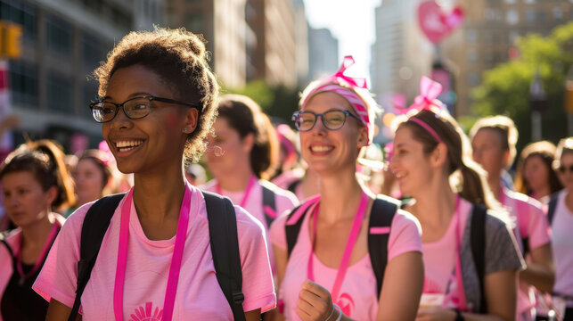 Women Empowered: Breast Cancer Prevention Charity Walk in the City Under Sunny Skies