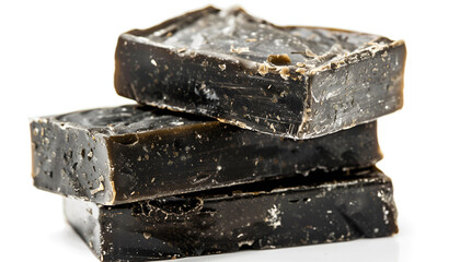 Tar soap bars isolated on white. Natural product
