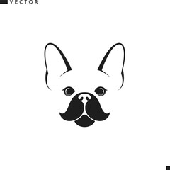 French bulldog icon. Isolated bulldog face on white background