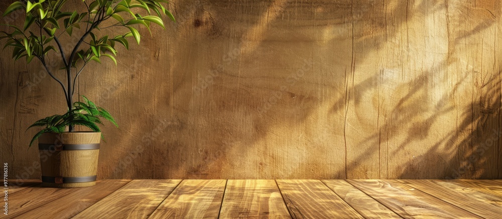 Poster Real natural brown plywood texture creates a seamless wall resembling old panel wood grain for background use The wooden pattern serves as a natural design resource A vintage light teak surface board