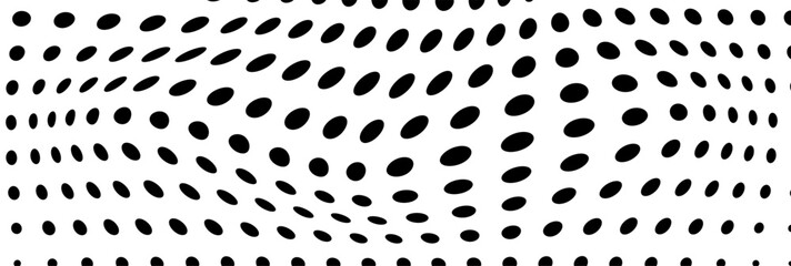 Monochrome halftone texture. Dance of dots on a white background