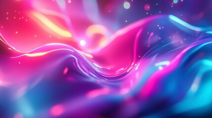 Dynamic neon lights dance across an abstract backdrop, creating an enigmatic and captivating visual. 