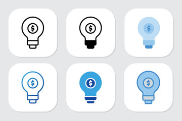 Lamp icons with various design styles