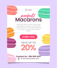 Colorful Macaron cookies Post Template Vector Illustration