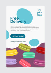 Macaron cookies poster, sale poster, template, banner, colourfull