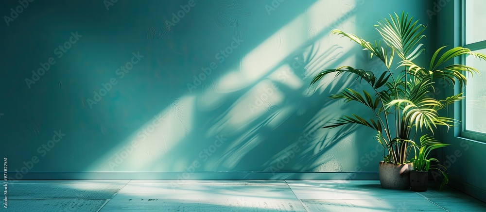 Poster blue backdrop. copy space image. place for adding text and design