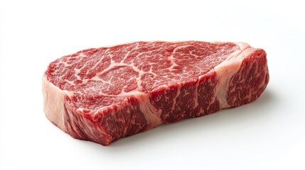 Obraz premium Tender and flavorful Kobe beef steak isolated on a pristine white background. 