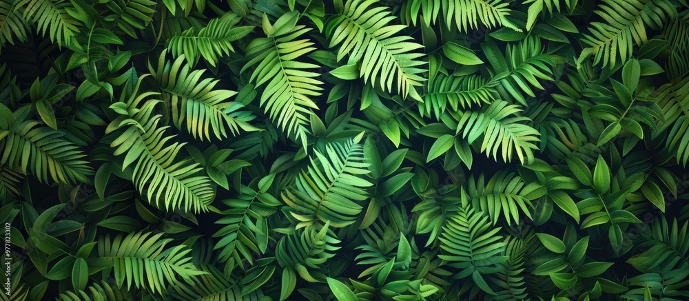 Canvas Prints closeup of a background featuring a green fern pattern texture of fresh green leaves copy space