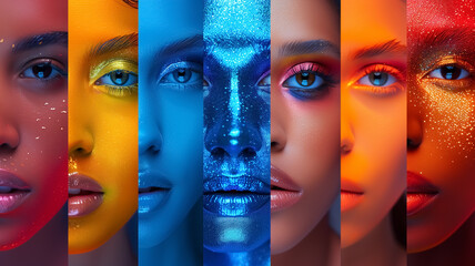 vibrant collage of female face