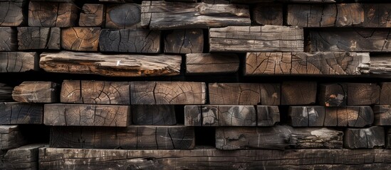 Obraz premium A stack of old wood Copy space