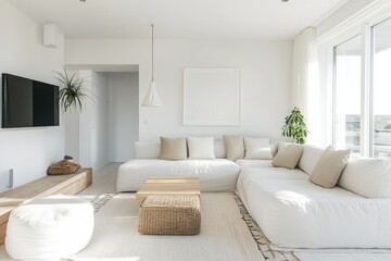 Luxurious Scandinavian Living Room Interior Design with Modern Furniture and Wood Accents