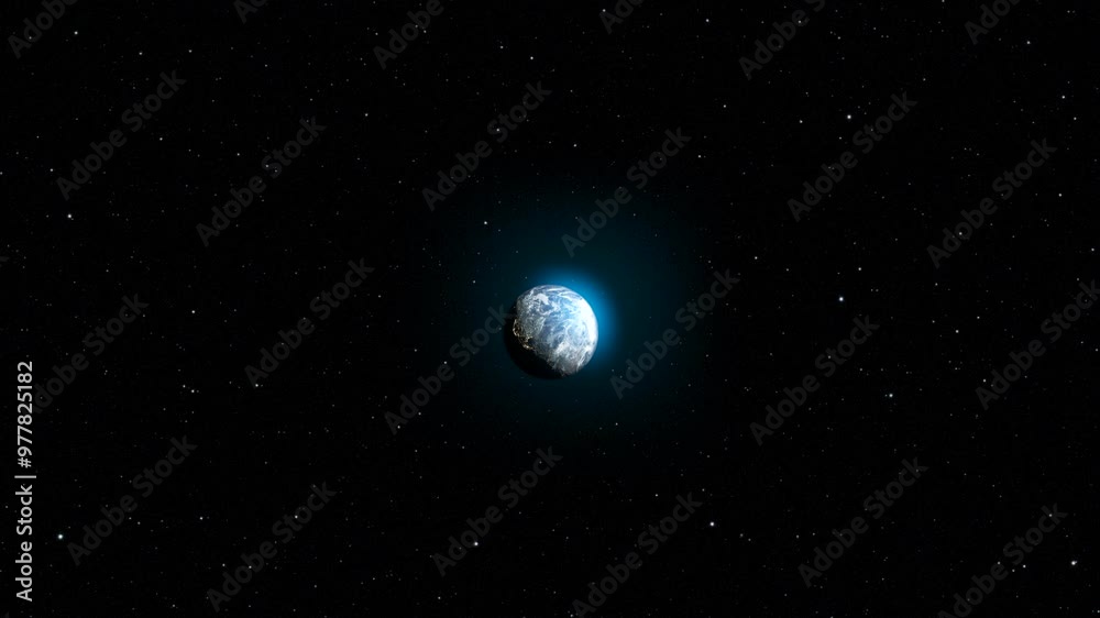 Canvas Prints planet earth from distance and fast zoom in beautiful outer space view of earth with america contine