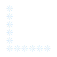 Page corner border with light blue snowflakes. Border for banner, text or photo Merry Christmas and New Year. Vector.