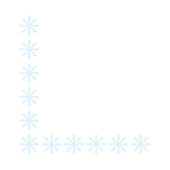 Page corner border with light blue snowflakes. Border for banner, text or photo Merry Christmas and New Year. Vector.