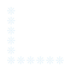 Page corner border with light blue snowflakes. Border for banner, text or photo Merry Christmas and New Year. Vector.