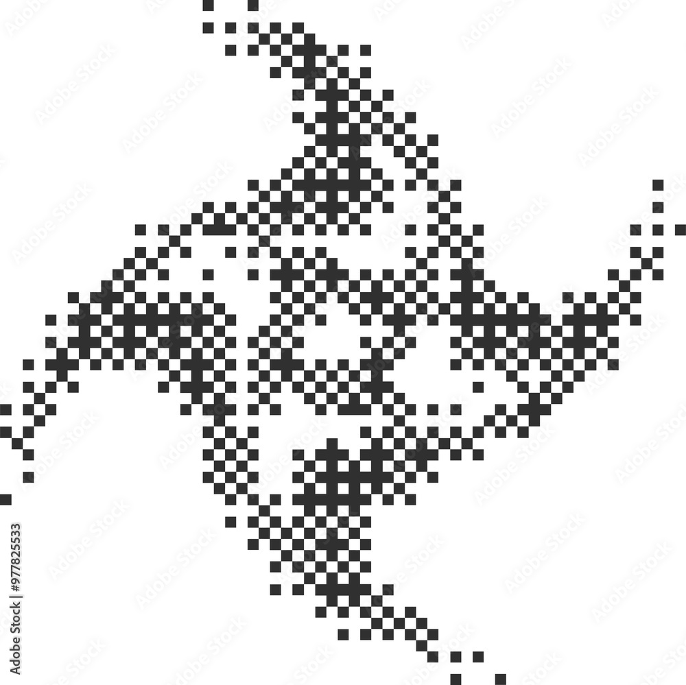 Poster pixel pattern shape. textured star with bitmap dither gradient. retro cosmic element with old comput
