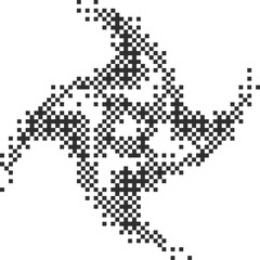 Pixel pattern shape. Textured star with bitmap dither gradient. Retro cosmic element with old computer game graphic effect. Halftone grunge illustration